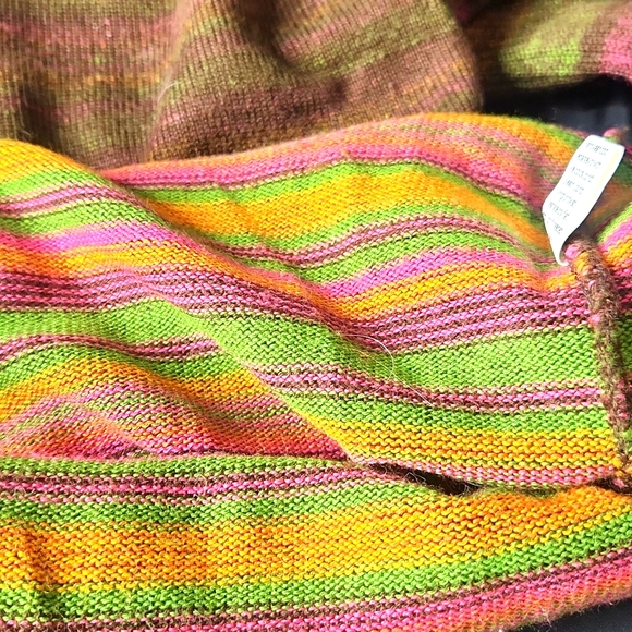 Merino wool cowl neck rainbow Italian knit vintage boho hippie sweater medium - Picture 9 of 11